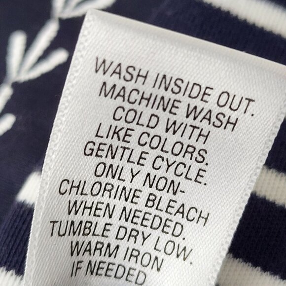 Croft & Barrow Top Womens Size M Medium Blue White Striped Embroidered Neckline - Picture 7 of 7